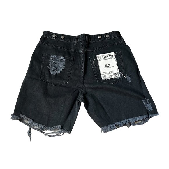 Ser.O.Ya Jack Shorts NWT Distressed Denim Shorts Sz 32 Mens Black Modern - Picture 3 of 9